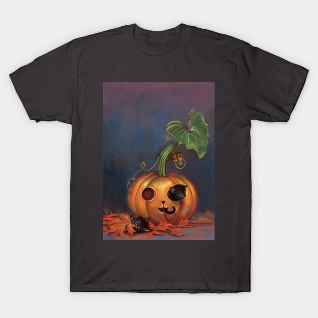 Kittens in pumpkin T-Shirt by Artofokan